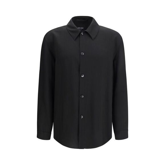 Giorgio Armani Black Viscose Dress Men's Shirt